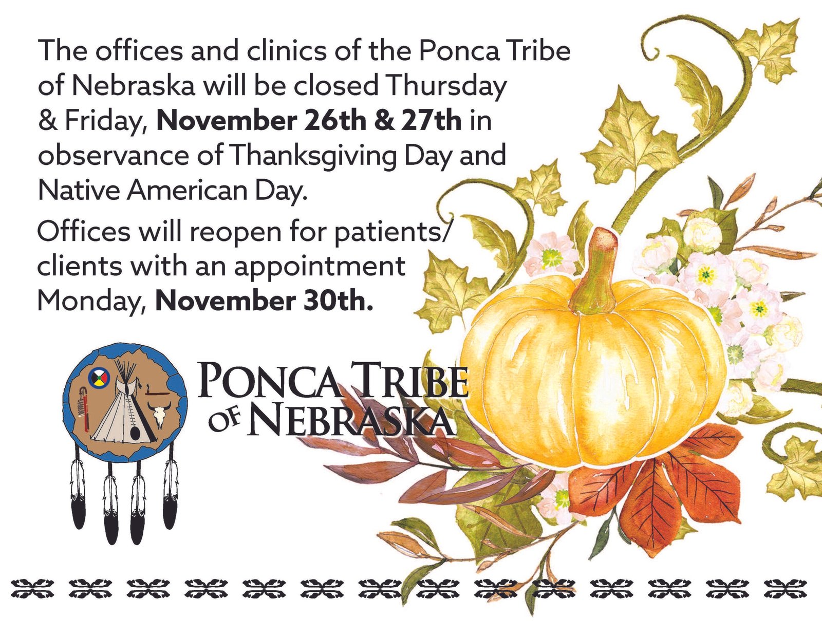 Offices Closed November 26-27