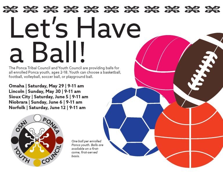 Youth Council handout of balls for Ponca youth