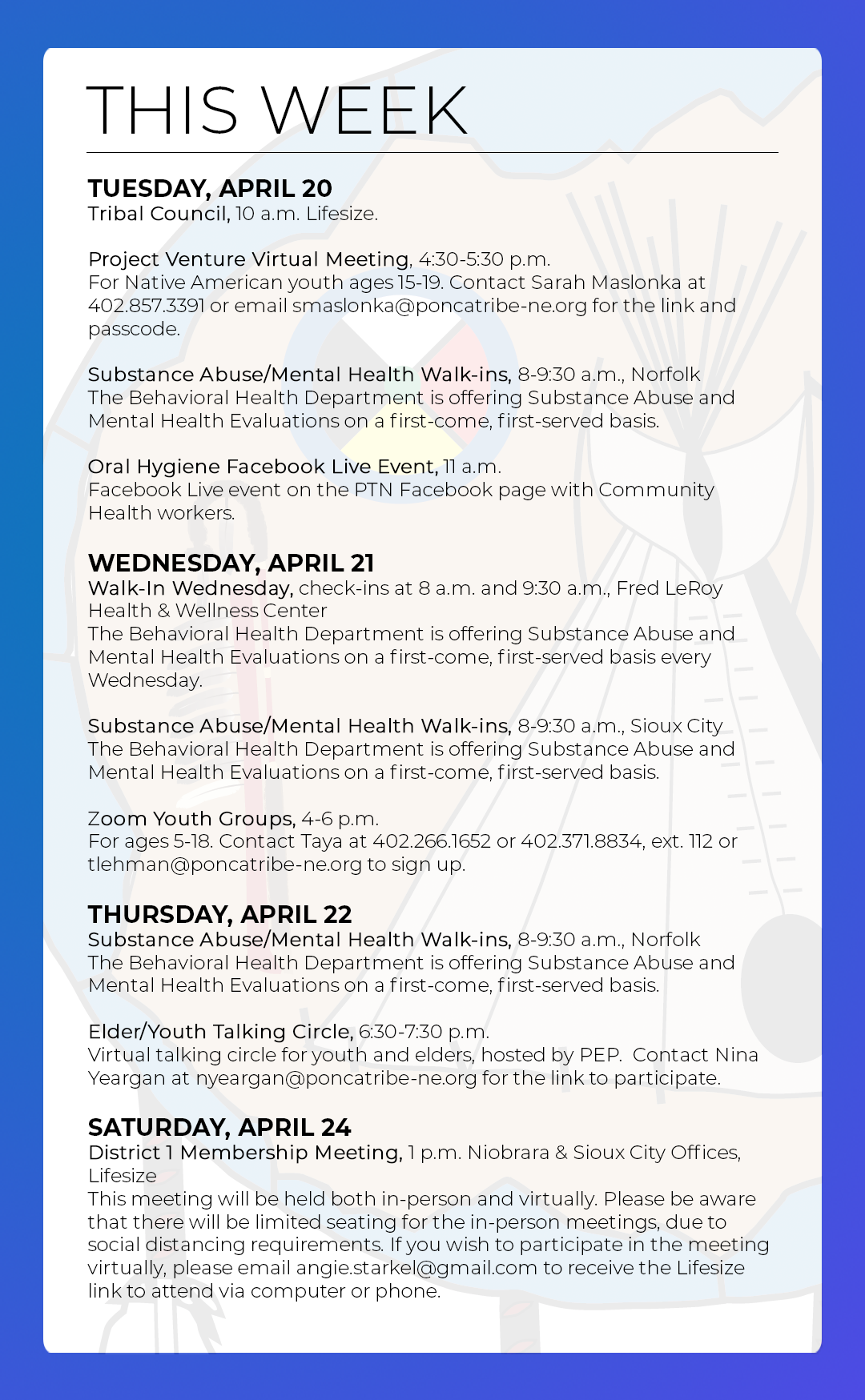 Events & Activities: April 18-24th