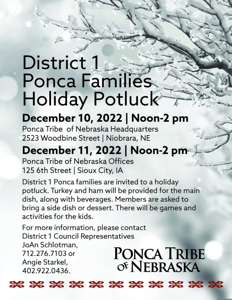 District 1 Ponca Families Holiday Potluck – Sioux City