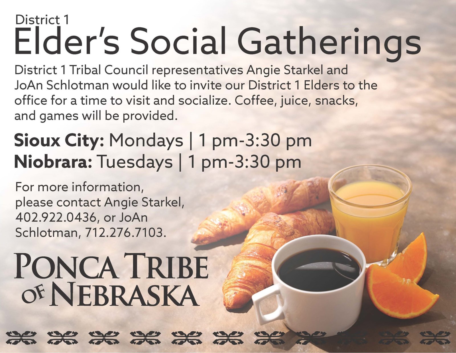 District 1 Elder’s Social Gatherings – Niobrara