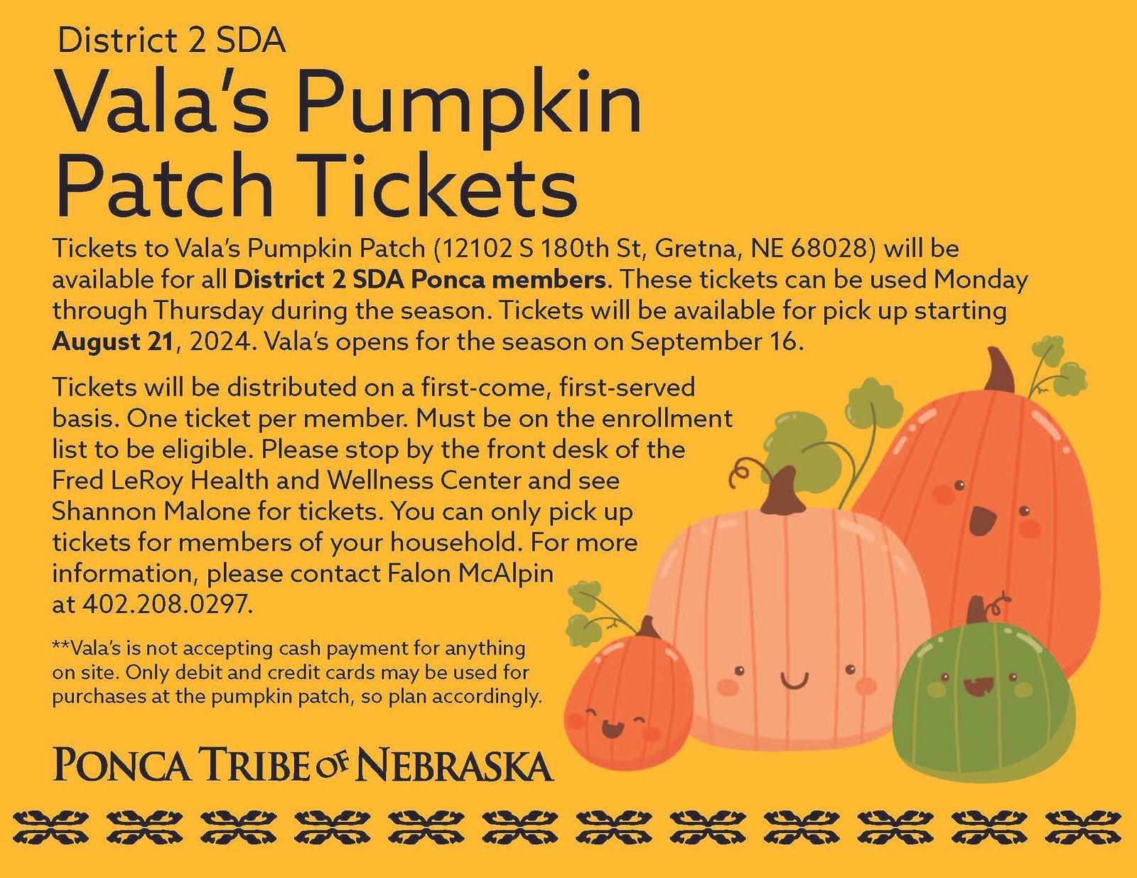 District 2 SDA Vala’s Pumpkin Patch Tickets