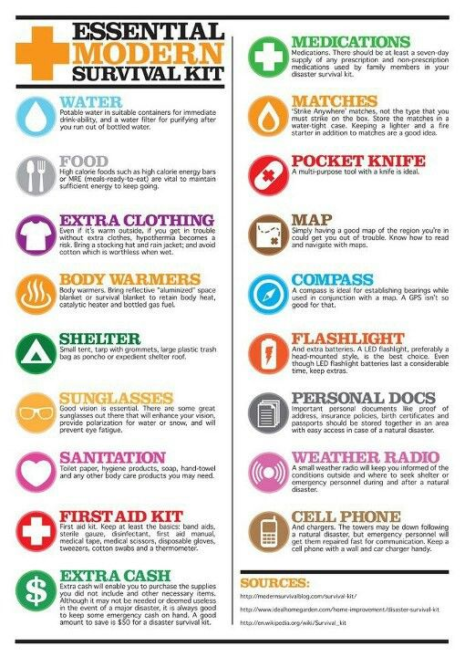 Essential modern survival kit infographic